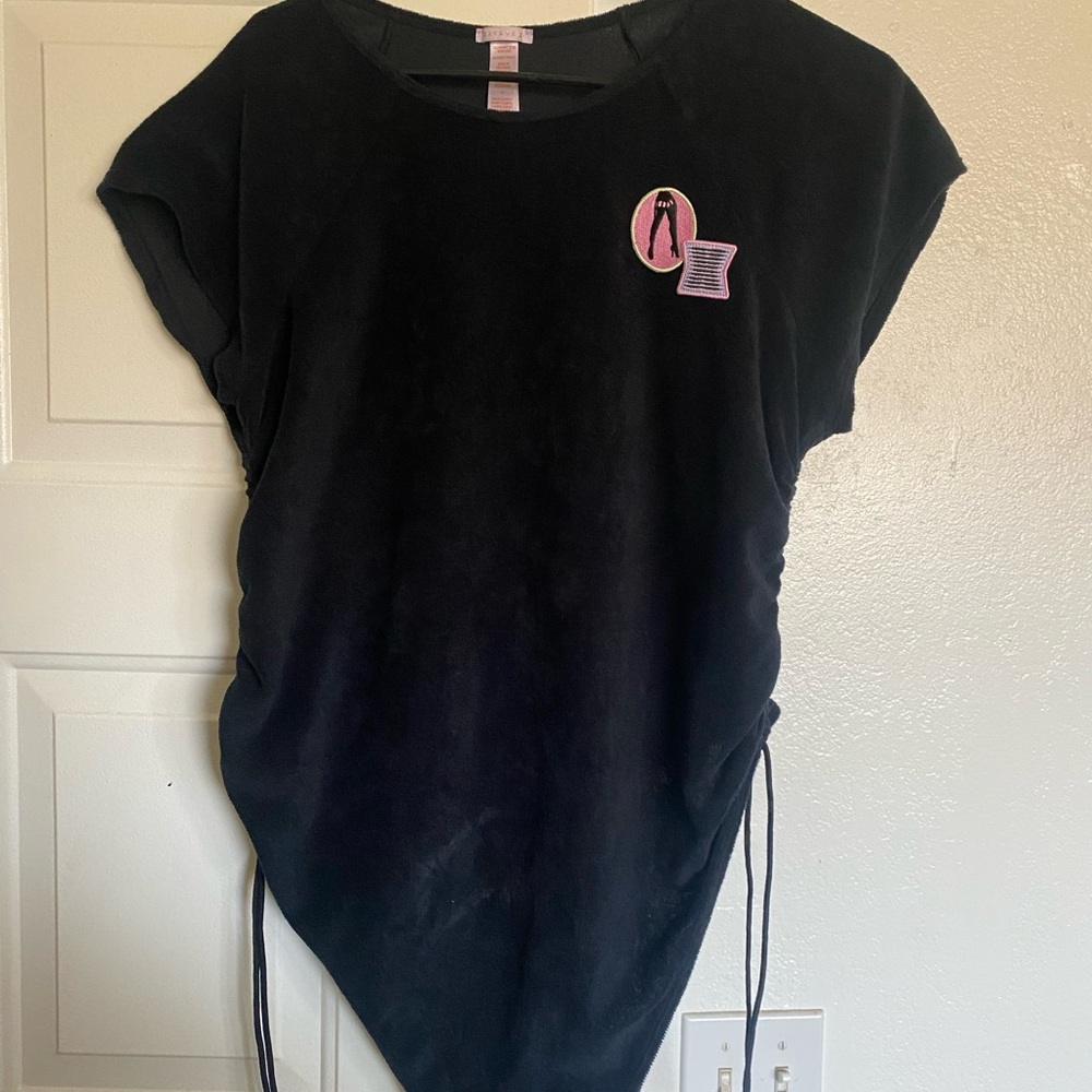 Savage X Fenty Black Bodysuit with Pink Logo